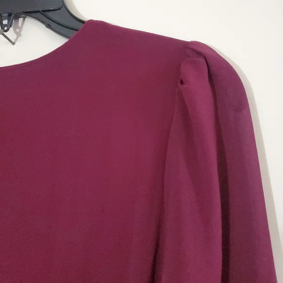 NWT Lulu's Plum My Whole Heart Wrap Dress Maxi Long Sleeve Sheer Size Medium - Picture 6 of 11